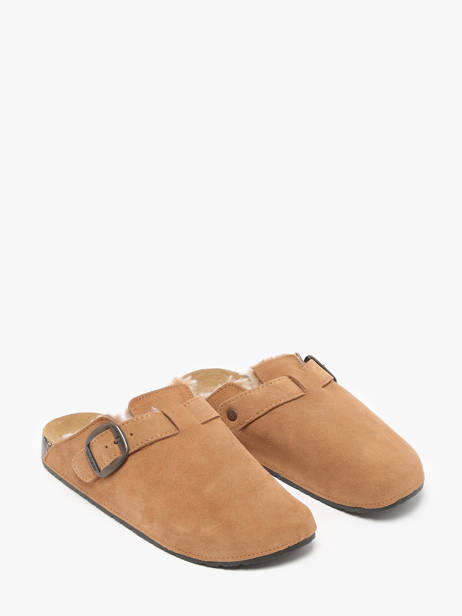 Chaussons En Cuir Isotoner Marron accessoires 94998 vue secondaire 3