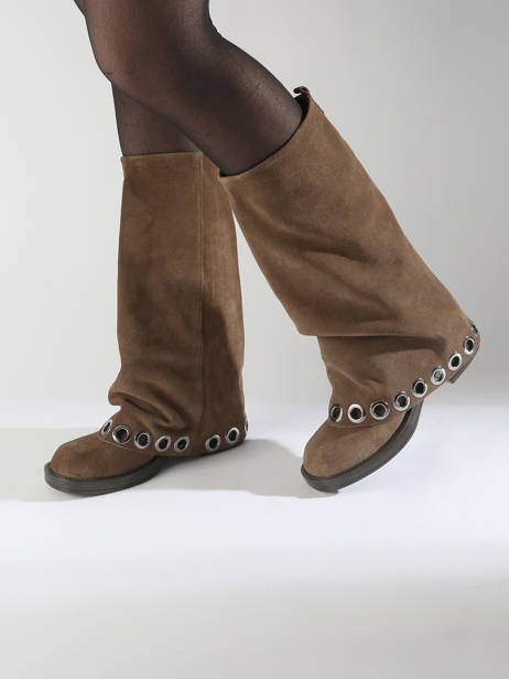 Bottes En Cuir N°6 Beige accessoires GE5 vue secondaire 1