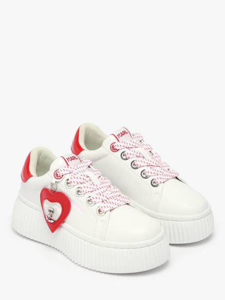 Sneakers Kreeper Low Valentine En Cuir Karl lagerfeld Blanc accessoires KL42314V vue secondaire 2