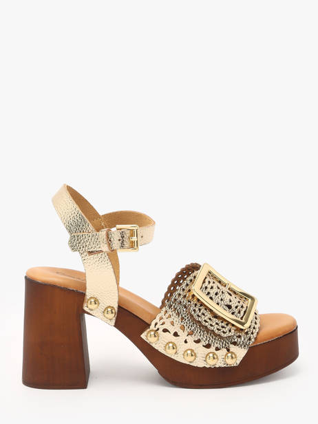 Sandales à Talon Sagonne En Cuir Coco abricot Or accessoires V3123D