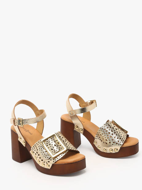 Sandales à Talon Sagonne En Cuir Coco abricot Or accessoires V3123D vue secondaire 1