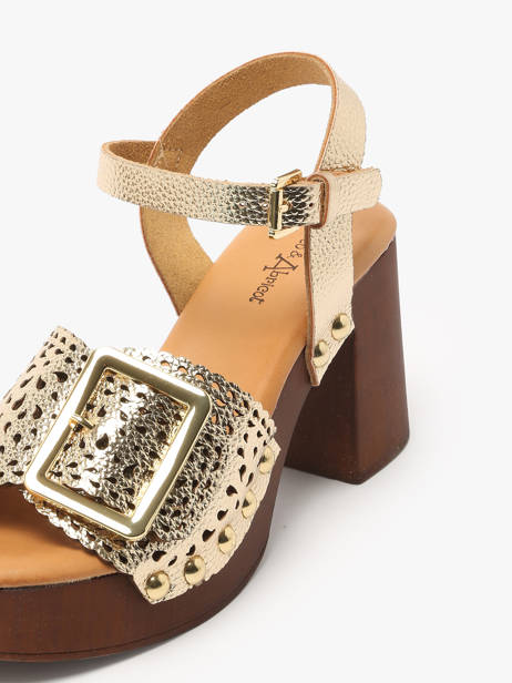 Sandales à Talon Sagonne En Cuir Coco abricot Or accessoires V3123D vue secondaire 2