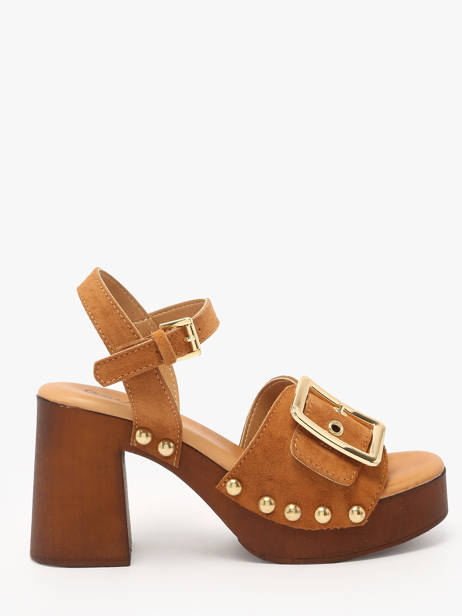 Sandales à Talon Sagonne En Cuir Coco abricot Marron accessoires V3123C