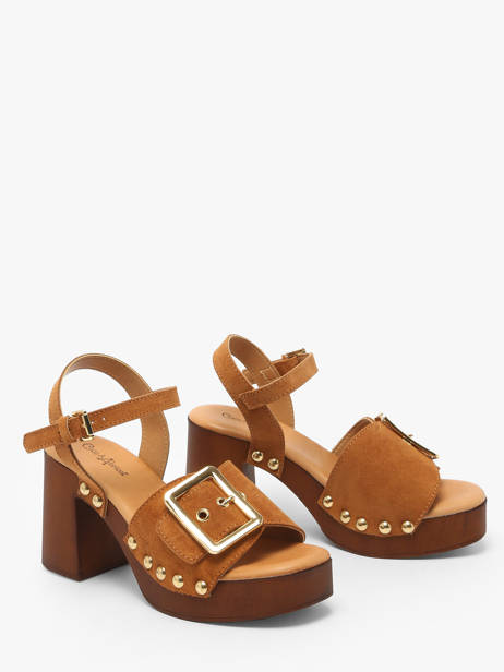 Sandales à Talon Sagonne En Cuir Coco abricot Marron accessoires V3123C vue secondaire 1