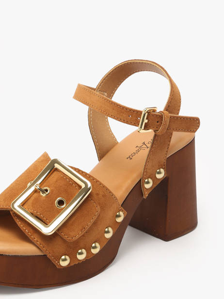 Sandales à Talon Sagonne En Cuir Coco abricot Marron accessoires V3123C vue secondaire 2