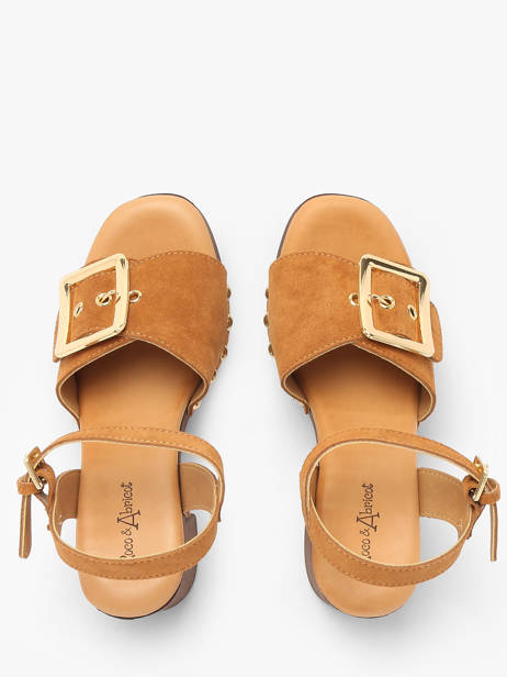 Sandales à Talon Sagonne En Cuir Coco abricot Marron accessoires V3123C vue secondaire 3