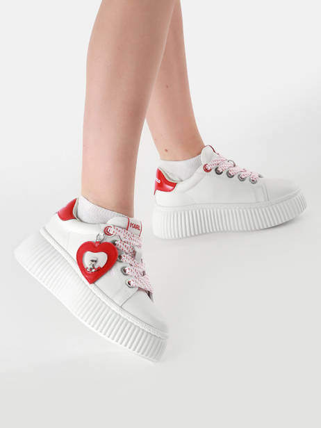 Sneakers Kreeper Low Valentine En Cuir Karl lagerfeld Blanc accessoires KL42314V vue secondaire 1