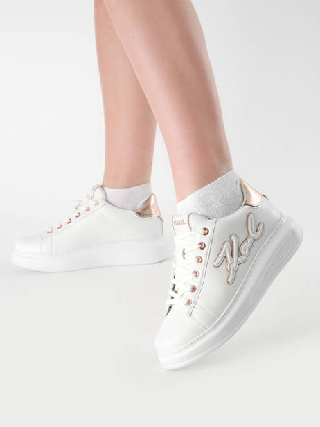Sneakers Kapri Signiature Embossed En Cuir Karl lagerfeld Blanc accessoires KL62511A vue secondaire 1