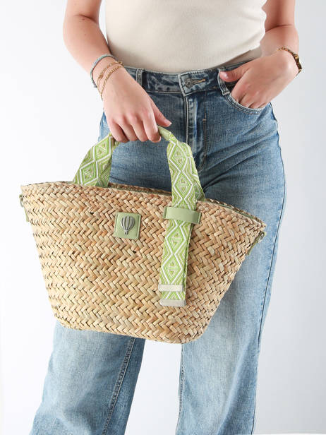 Cabas Estival Paille Le voyage en panier Vert estival PM848 vue secondaire 1