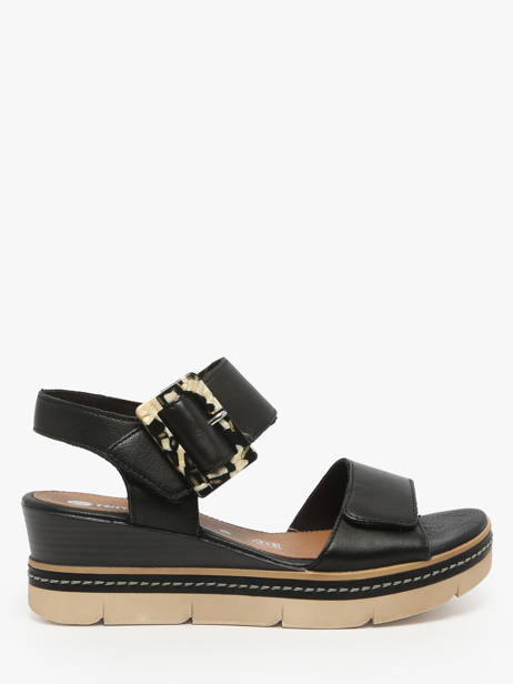 Sandales Semelle Compensée En Cuir Remonte Noir accessoires - D2L53-00