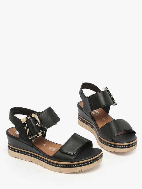 Sandales Semelle Compensée En Cuir Remonte Noir accessoires - D2L53-00 vue secondaire 1