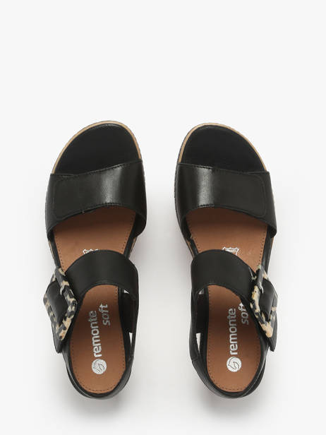 Sandales Semelle Compensée En Cuir Remonte Noir accessoires - D2L53-00 vue secondaire 3