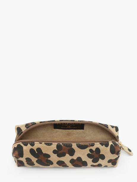Trousse Cuir Milano Beige velvet leopardo VL22116 vue secondaire 1