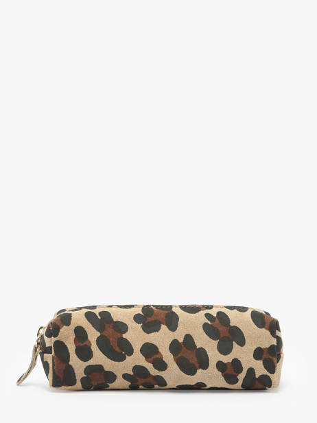 Trousse Cuir Milano Beige velvet leopardo VL22116 vue secondaire 2