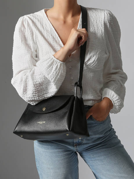 Sac Bandoulière Accordeon Double Cuir Lancaster Noir accordeon double 89 vue secondaire 1