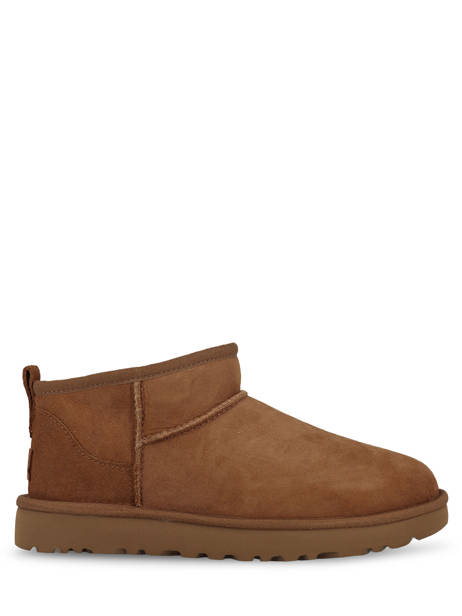 Boots Classic Ultra Mini En Cuir Ugg Marron women 1116109 vue secondaire 1