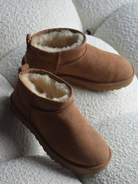 Boots Classic Ultra Mini En Cuir Ugg Marron women 1116109
