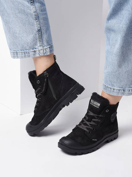 Bottines Pampa Hi Zip Wl En Cuir Palladium Noir accessoires 95982010 vue secondaire 2