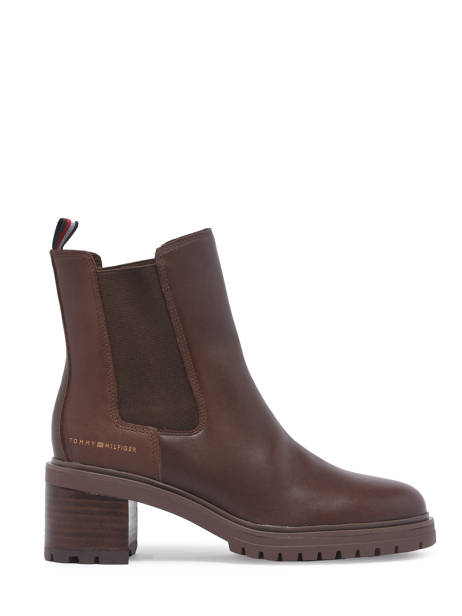 Bottines à Talon En Cuir Tommy hilfiger Marron accessoires 6737GT7