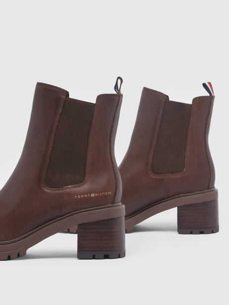 Bottines à Talon En Cuir Tommy hilfiger Marron accessoires 6737GT7 vue secondaire 3