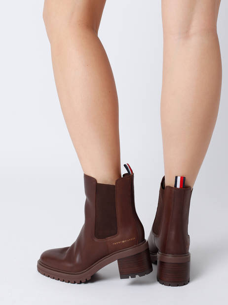 Bottines à Talon En Cuir Tommy hilfiger Marron accessoires 6737GT7 vue secondaire 2